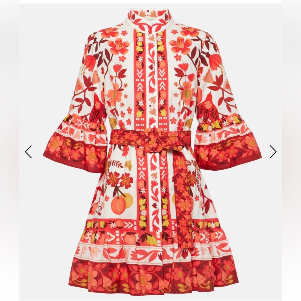 Farm Rio Romantic Orchard mini dress- Floral Red and White Dress